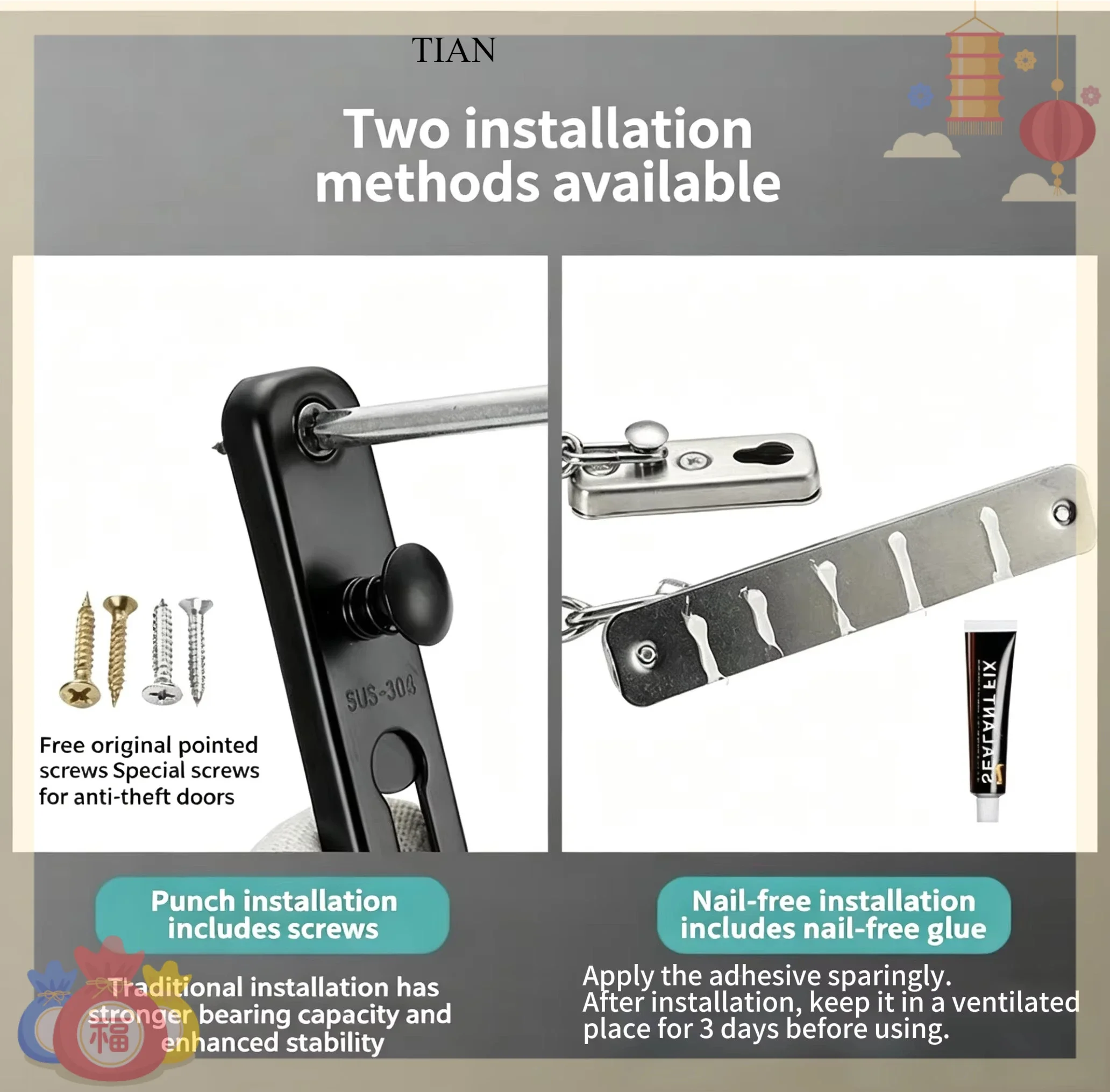 TIAN   Chain Door Guard Lock S - đánh giá và giá Security Chain Door